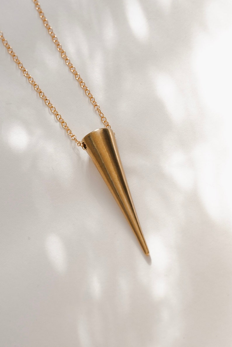 Golden Spike Necklace Geometric Necklace Geometric Jewelry Spike Jewelry Spike Necklace Man Necklace Unisex Necklace Gifts for him image 2