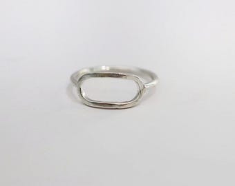 Sterling Silver Stacking Ring: Handmade Oval Chain Link