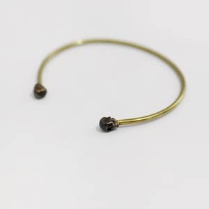 Oxidized Skull Brass Cuff Bracelet: Spooky Halloween Jewelry