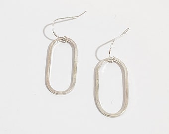 Large Link Earrings in Sterling Silver; Chain Link Sterling Silver Earrings; Chain drop Earrings