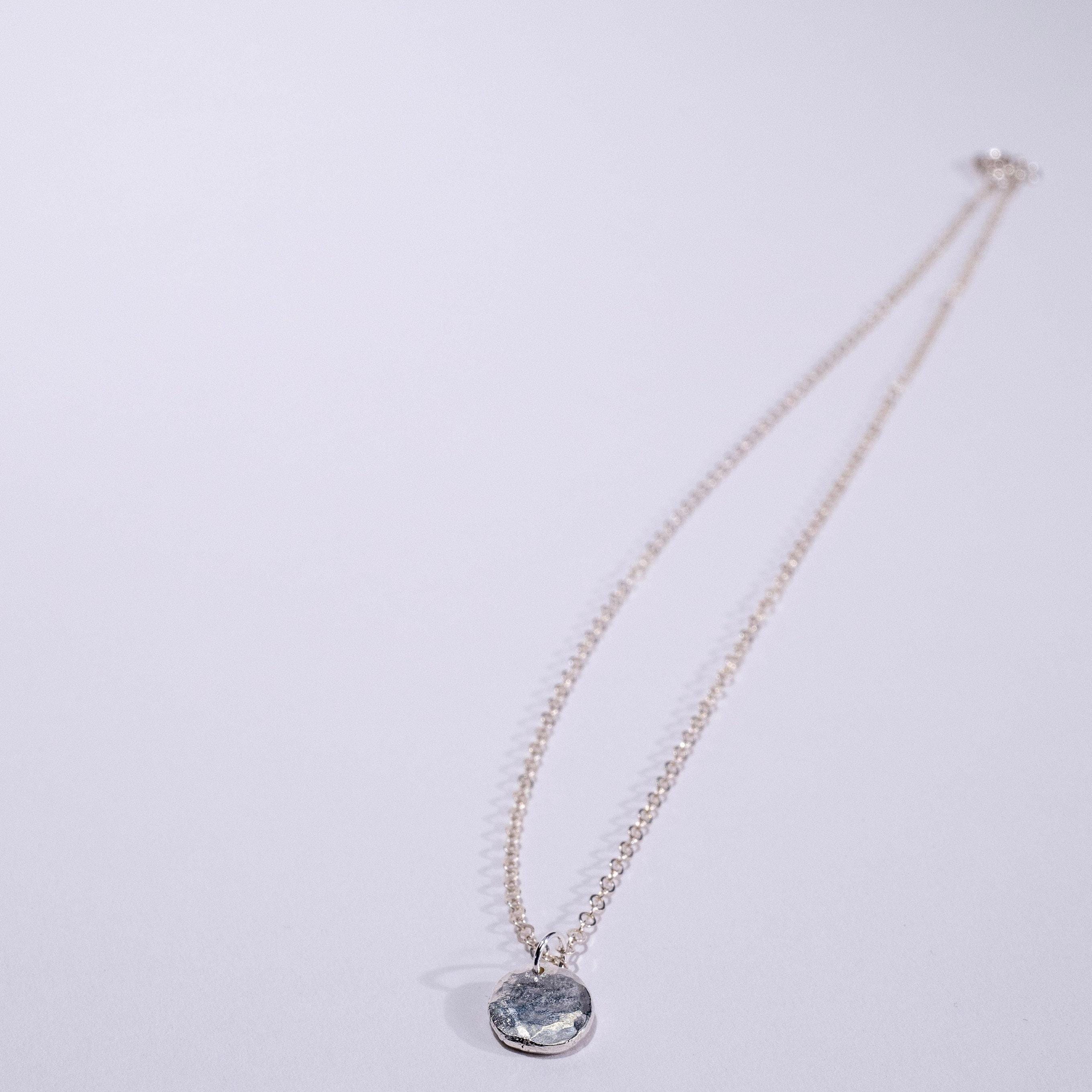 Recycled Sterling Silver Pebble Necklace, Hammered Textured Pendant - Etsy