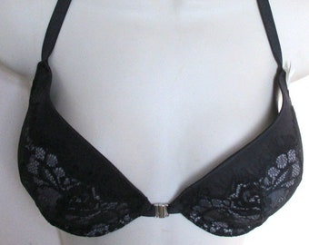 32DD Black Racer Back Padded Lace Trim Wired Bra