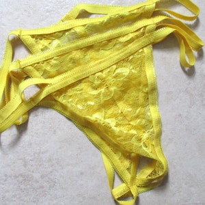 3 x Tanga String Mesh Thongs. Yellow Mesh.  READ DESCRIPTION