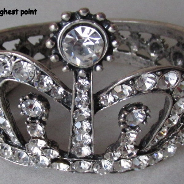 Vintage Royalty  Duchess Silver Plated Sparkling Crown Jewels Cuff bracelet