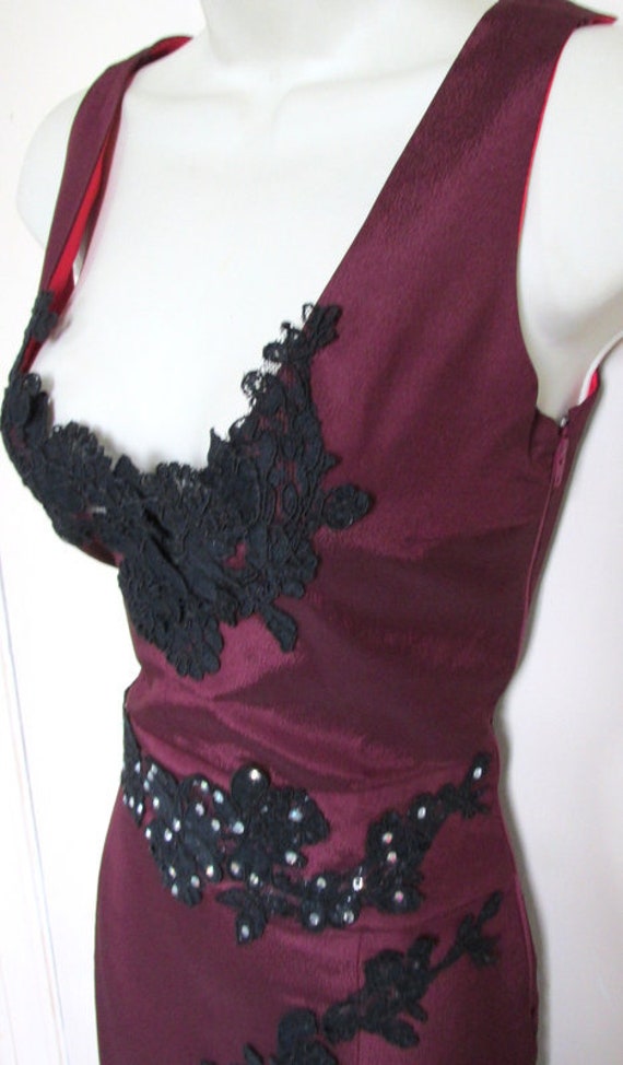 Vintage handmade maxi dress ballroom black lace a… - image 2