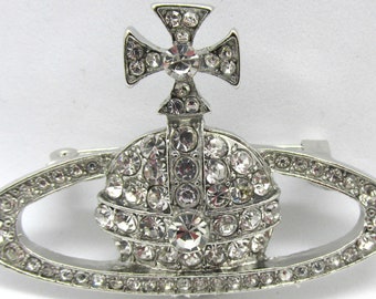 Saturn Cross Royal Crown Brooch