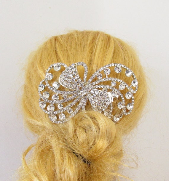 Bridal Hair Comb Slide. Rich Art Deco Style Rhine… - image 1