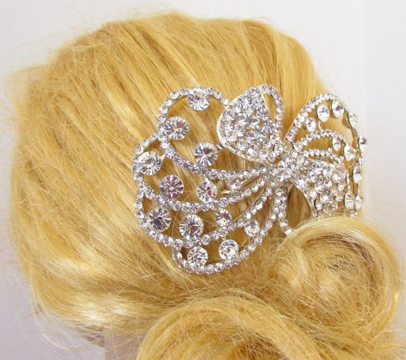 Bridal Hair Comb Slide. Rich Art Deco Style Rhine… - image 4