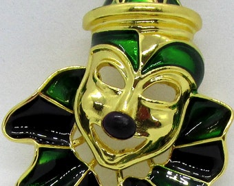 Victorian Royal Court Jester Joker Enamel Brooch