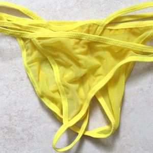 3 x Tanga String Mesh Thongs. Yellow Mesh.  READ DESCRIPTION