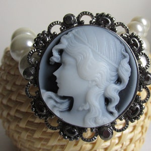 Victorian cameo bracelet wedding pearl. Art deco brooch bridal wrist band. Prom mother bride groom. Wristlet bouquet alternative. UK SELLeR.
