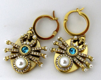 Alexander Mcqueen Rustic Goth Skull Turquoise Bead Earring