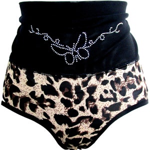 Animal Print High Waist Light Control Knickers Pantie Girdle Support Brief - see ,easurements