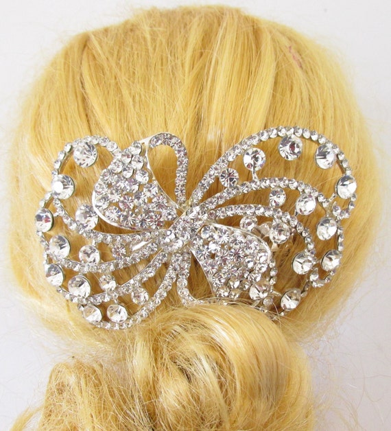 Bridal Hair Comb Slide. Rich Art Deco Style Rhine… - image 2