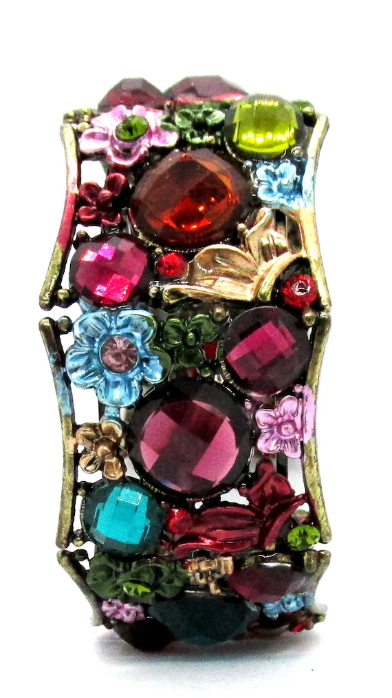 Flapper Cuff Bracelet. Multi Coloured Flexible We… - image 2