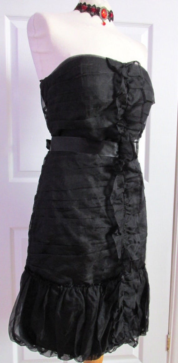 white christmas dresses Bandeau Ruffled Tiered Corset Mini Dress in Black