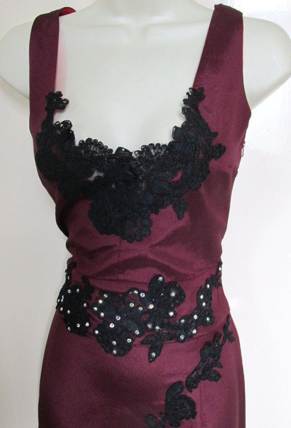 Vintage handmade maxi dress ballroom black lace a… - image 1