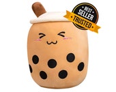 Cute Boba Plush - Large Stuffed Bubble Tea - Kawaii Milk Tea Plushie - Squishmallow Pillow Room Decor - Gift for Him Her or Kids - 25cm