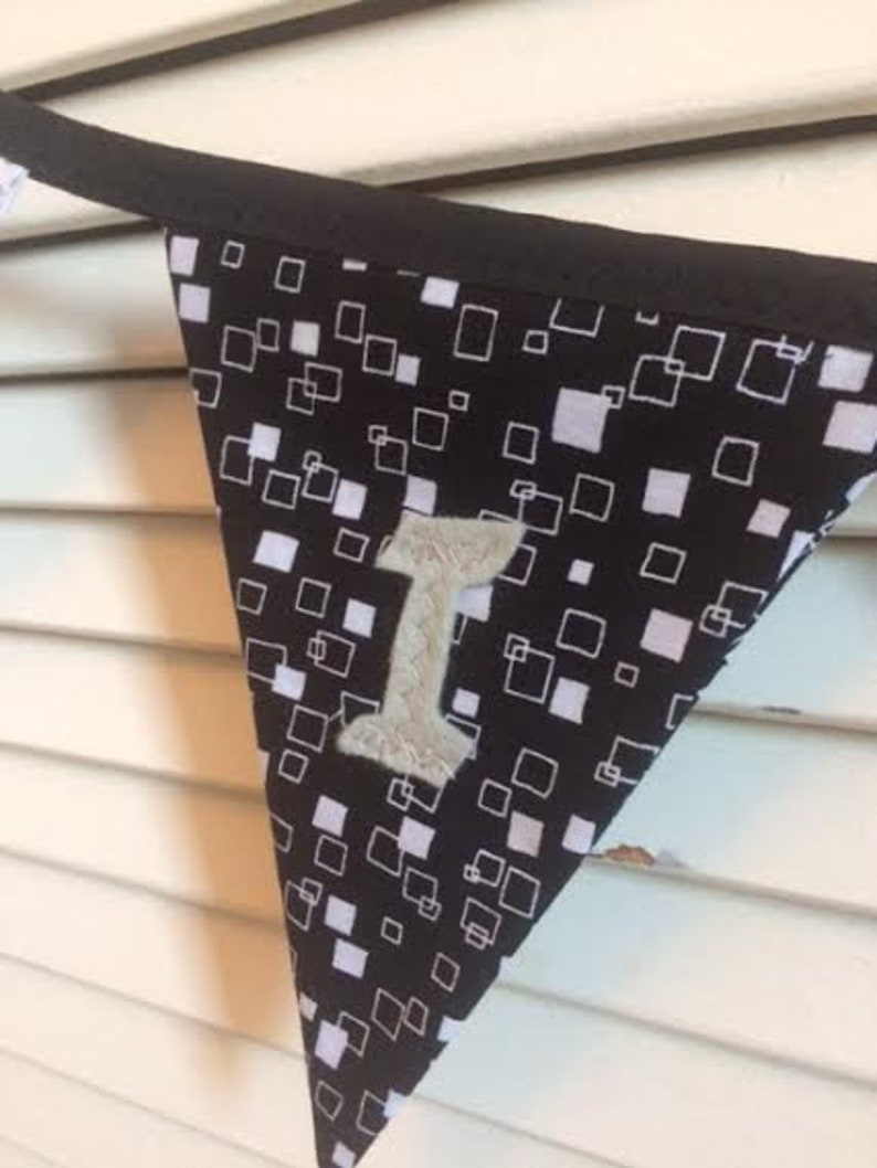 Personalised bunting for girls or boys, birthday gifts. Black, white and grey theme. image 8