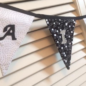 Personalised bunting for girls or boys, birthday gifts. Black, white and grey theme. image 6