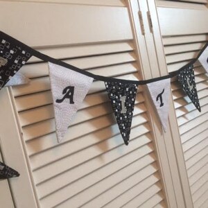 Personalised bunting for girls or boys, birthday gifts. Black, white and grey theme. image 2