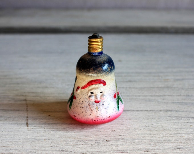 Vintage Figural Christmas Light Bulb Santa Bell Shape Hand Painted Etsy