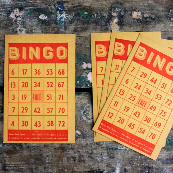 4 Vintage BINGO Cards