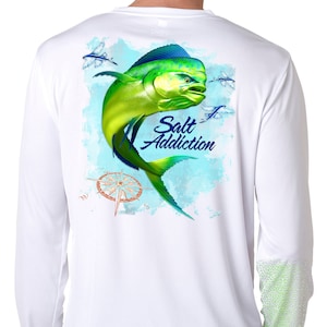 Salt Addiction long sleeve saltwater fishing t shirt fish reel ocean Tuna  bait 
