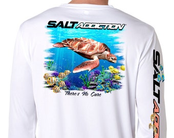 Salt Addiction t shirt Saltwater Microfiber uv long sleeve ocean turtle  UPF 50+