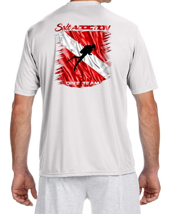 Salt Addiction t shirt Saltwater Microfiber Dive Flag uv short sleeve  fishing offshore apparel UPF 30+