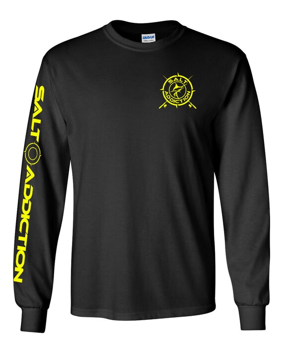 Salt Addiction T Shirt Long Sleeve Saltwater Fishing Apparel Marlin Nautical Compass