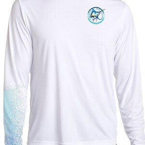 Salt Addiction Men's Long Sleeve Performance T-Shirt – UPF 50, Microfiber, Fishing Graphic (White)