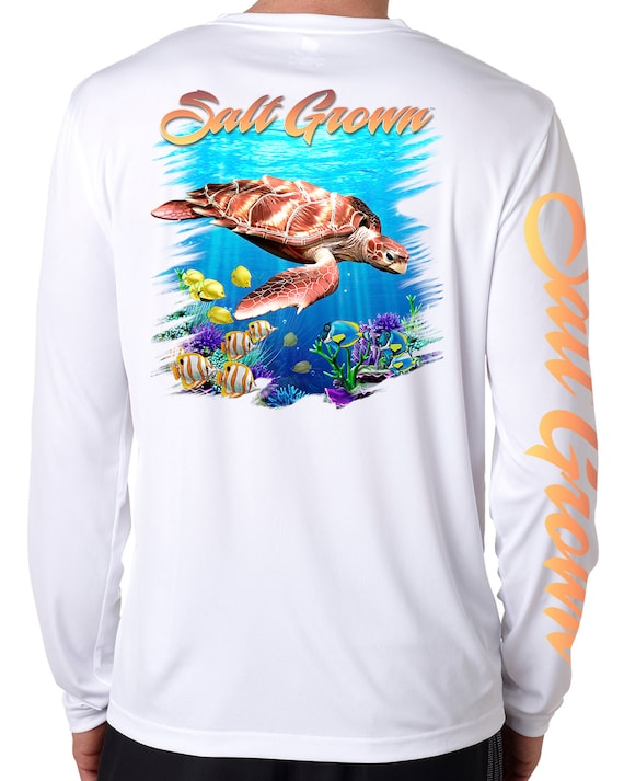 Salt Grown Saltwater Microfiber uv long sleeve fishing t shirt Sea Turtle  apparel UPF 50+ quick dry