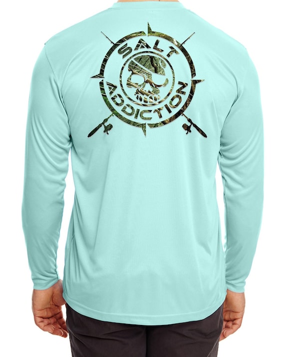 Salt Addiction long sleeve saltwater fishing t shirt Flats trolling reel
