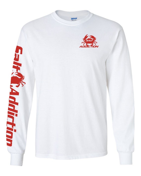 Salt Addiction Fishing T-Shirt - Men's 100% Cotton Graphic Tee - White