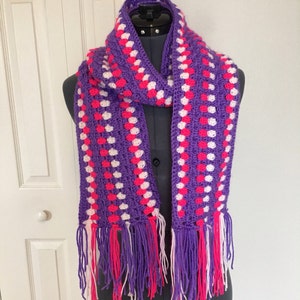 Granny stitch crochet scarf