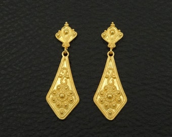 Byzantine Earrings 14K Solid Gold Greek Handmade Art Luxury - Etsy