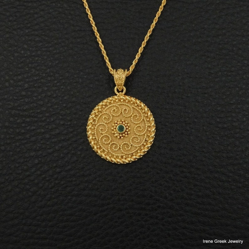 Natural Emerald Pendant Byzantine Style 925 Sterling Silver - Etsy