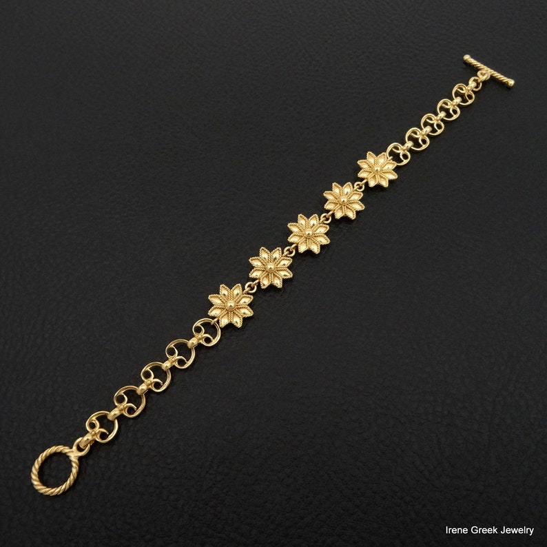 Byzantine Bracelet 925 Sterling Silver 22K Gold Plated Greek Handmade Art Luxury