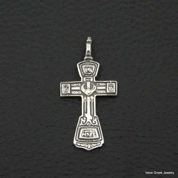 Medieval Cross Pendant 925 Sterling Silver Greek Handmade Art | Etsy