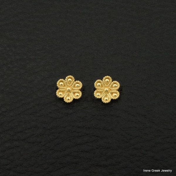 Byzantine Earrings 14K Solid Gold Greek Art Handmade