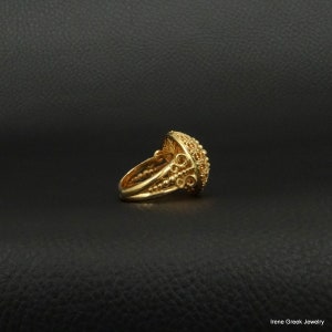 Medieval Filigree Ring 14K Solid Yellow Gold Greek Handmade - Etsy