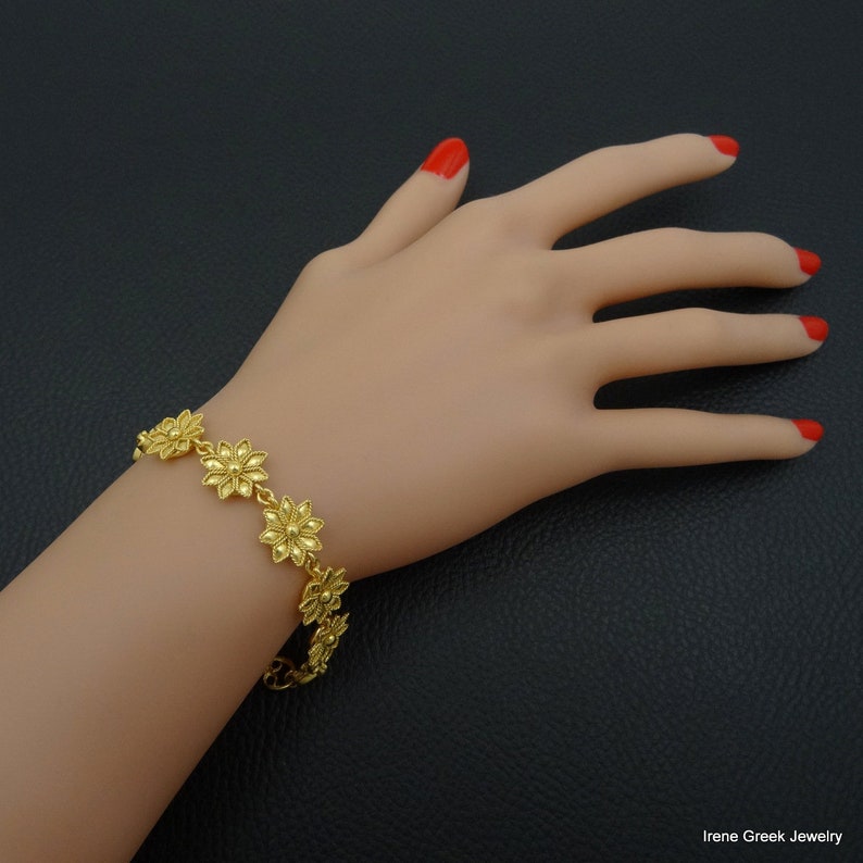 Byzantine Bracelet 925 Sterling Silver 22K Gold Plated Greek Handmade Art Luxury