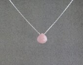 Pink Opal Necklace Sterling Silver or Gold Filled October Birthstone Dainty Chain Genuine Crystal Handmade Necklace Pink Crystal