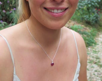 Ruby necklace - sterling silver or gold filled - July birthstone - faceted ruby necklace - crystal necklace - birthday gift