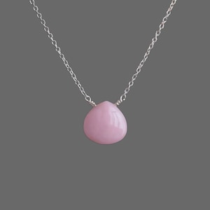 Pink Opal Necklace • Sterling Silver or Gold Filled • October Birthstone • Dainty Chain • Genuine Crystal • Handmade Necklace • Pink Crystal