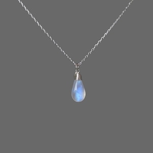 Moonstone Necklace • Sterling Silver or Gold Filled • Moonstone Drop • June Birthstone • Rainbow Moonstone • Dainty Chain Necklace