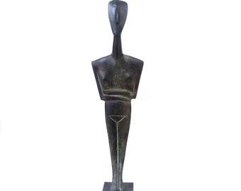 BiG Cycladic Idol , Bronze sculpture of cycladic idol ,Greek metal art ,Bronze statue ,Female Abstract statue