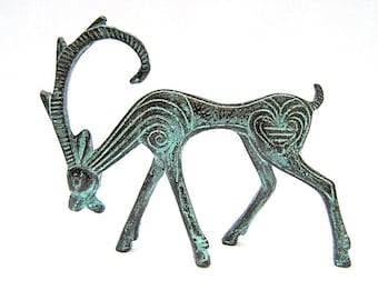 Greek Bronze Decorative Geometric Ibex, Greek Art, Museum Reproduction , Christmas gift decoration decor