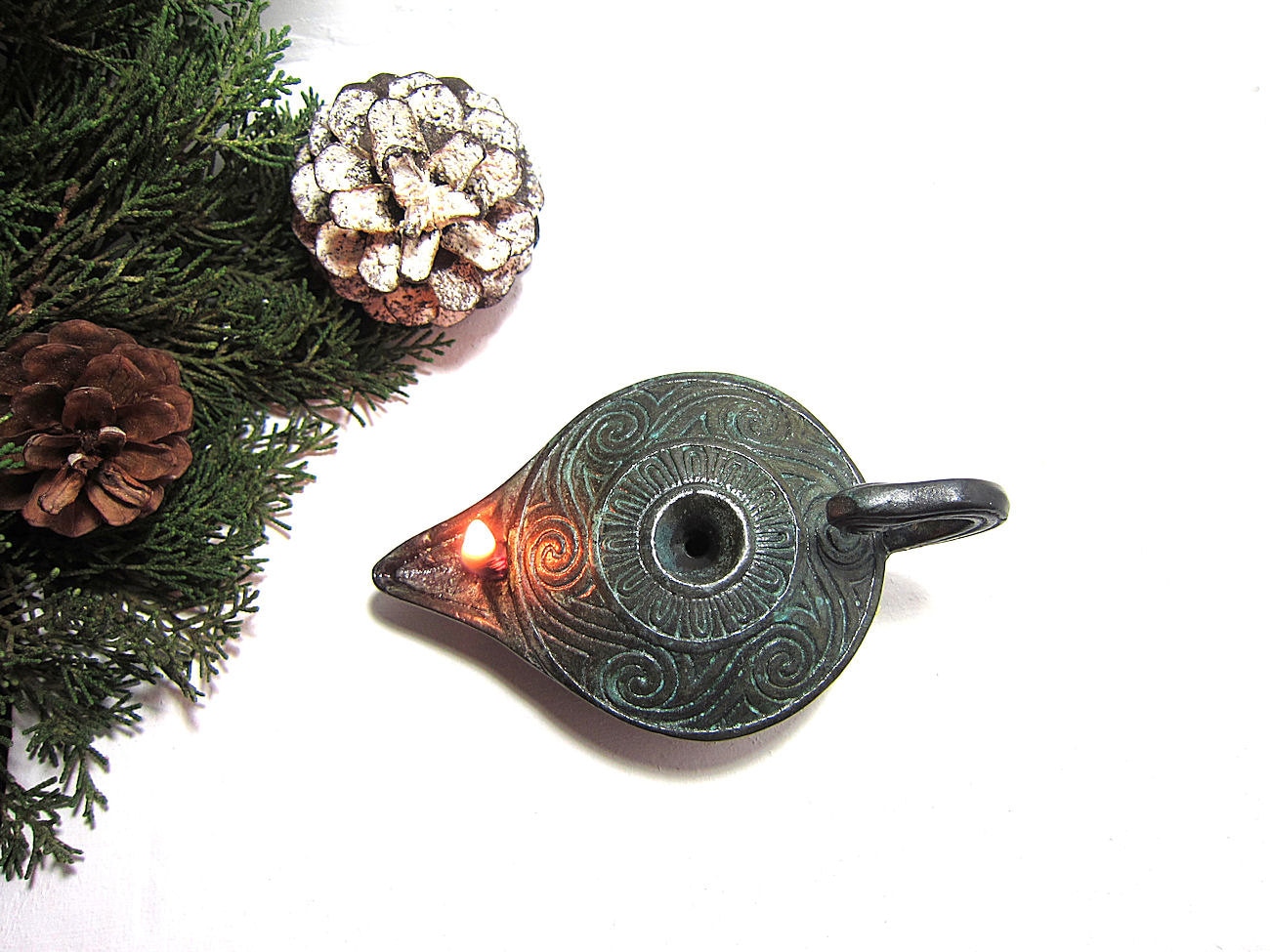 Bronze oil lamp Reproduction of ancient Greek Oil Lamp Etsy